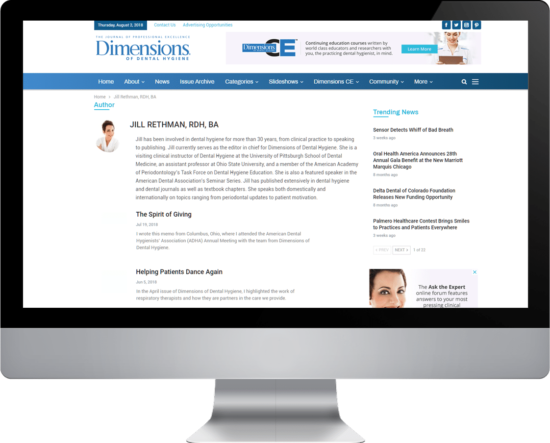 authorpage Dimensions of Dental Hygiene Magazine