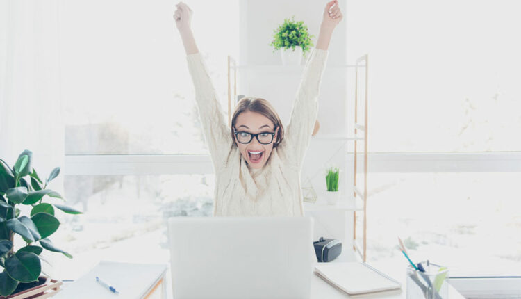 Woman in front of computer