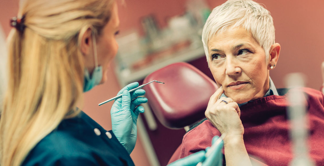 Woman in dental chair