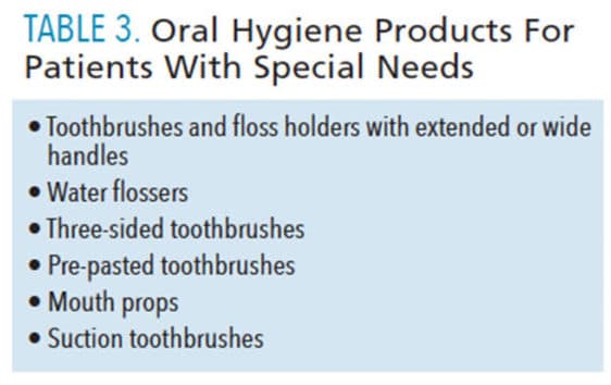 Oral hygiene products for patients with special needs