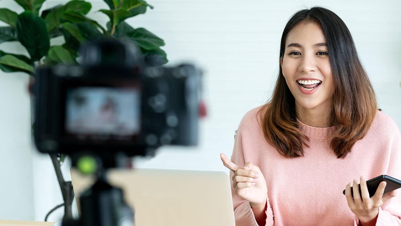 Woman making a video.