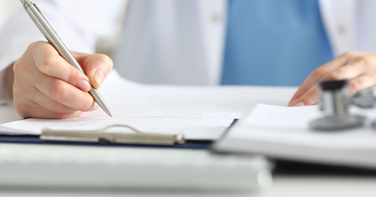 Clinician writing