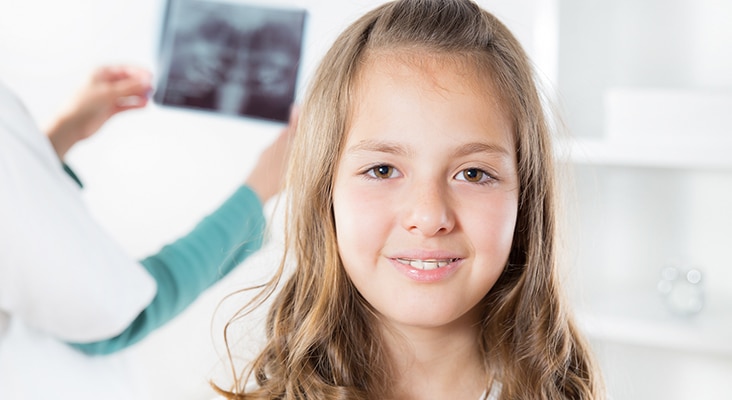 young girl getting xrays