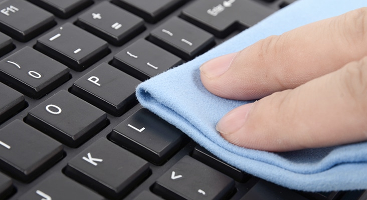 blue cloth and black computer keyboard