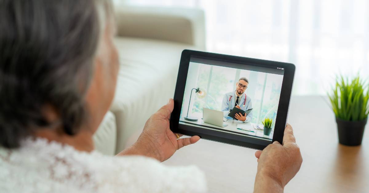 Older adult woman on telehealth call