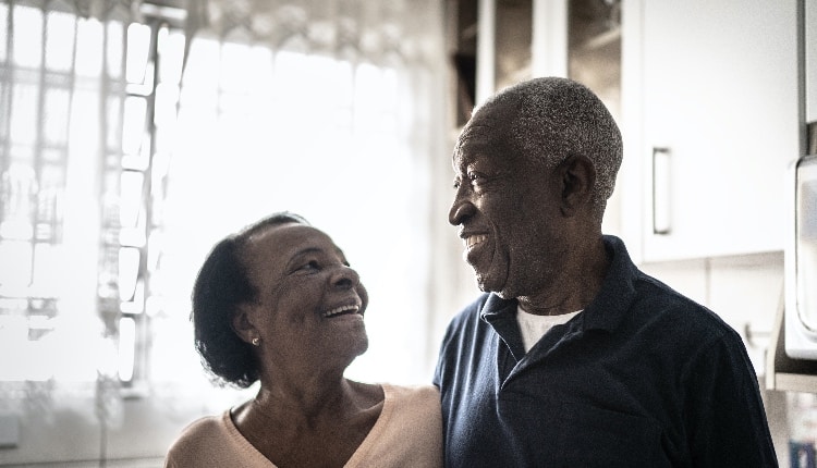 Portrait of senior couple at home