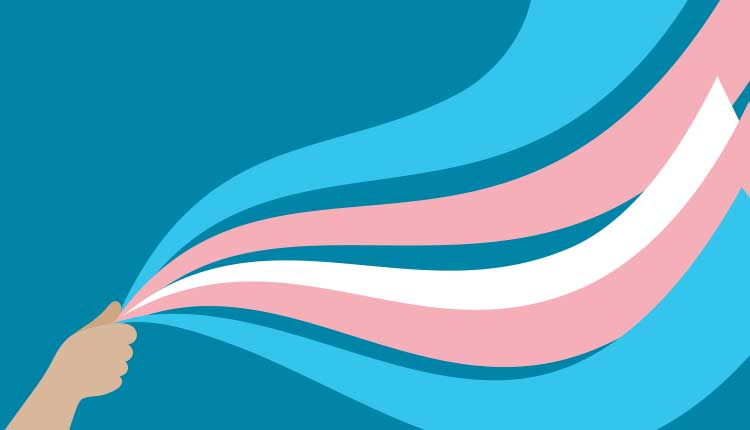Transgender flag from ribbons