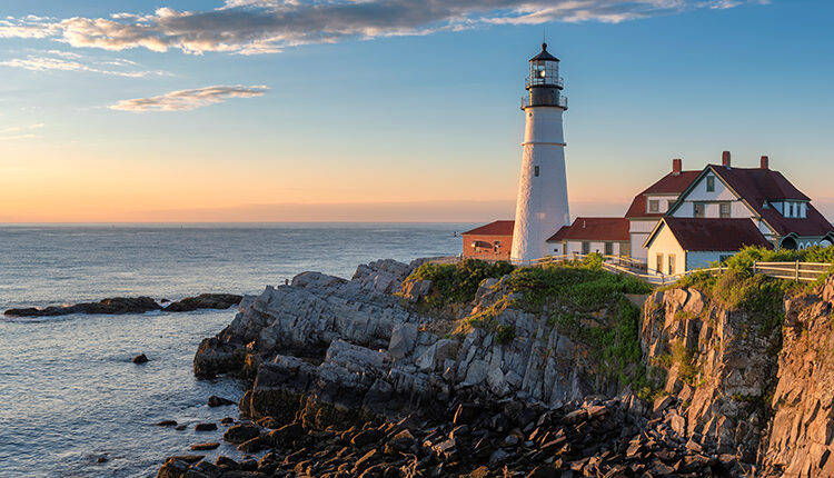 Sunrise at Portland Lighthouse, New England, Maine