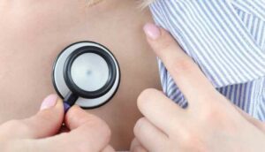 stethoscope on chest