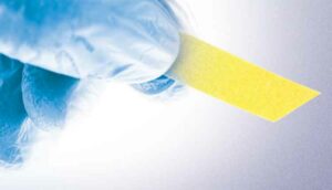 close up of gloved hand