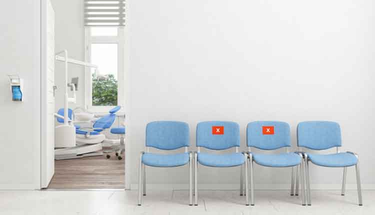 Dental Office Waiting Room With Social Distancing Seats Arranged According To New Normal