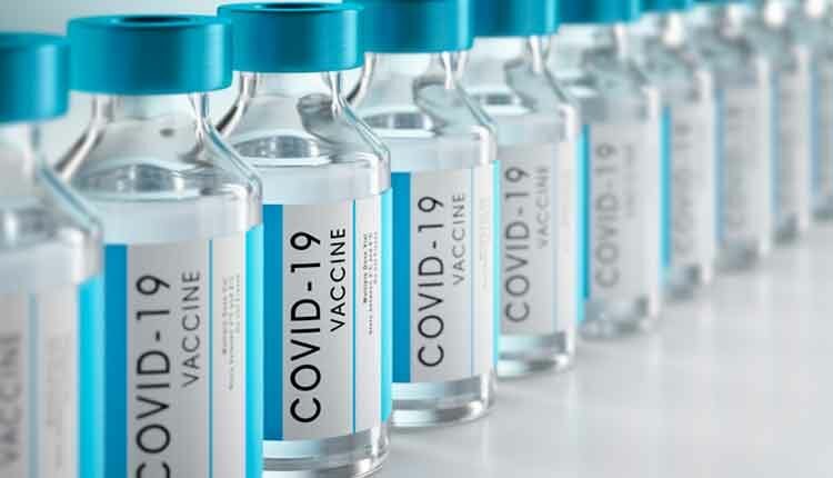 Close-up of bottles of COVID-19 vaccine