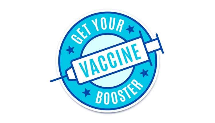 Get your vaccine booster shot dose COVID-19 booster shot badge symbol.