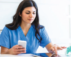 woman on a tablet