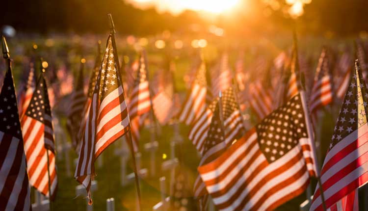 American flag memorial