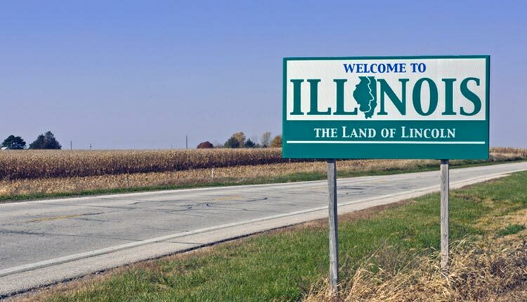 Welcome to Illinois sign on the side of a road