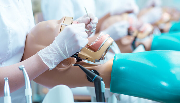 Close-up of dentistry student on classes