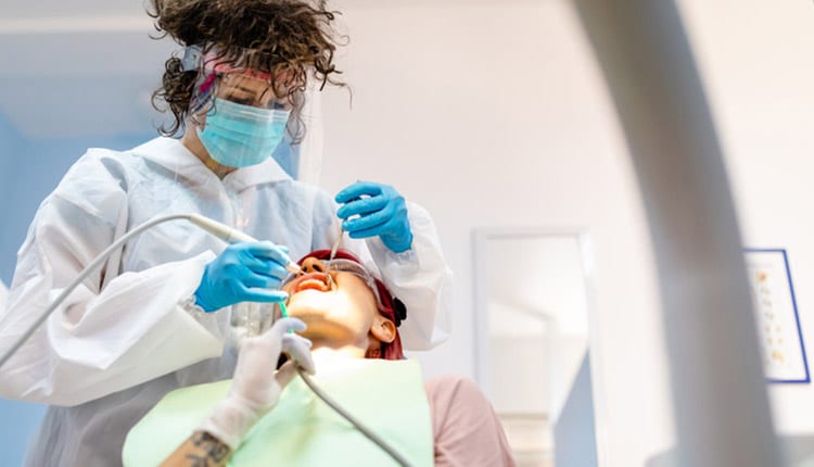 woman at a dental exam
