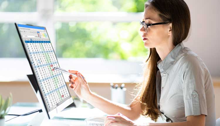 woman working on a computer