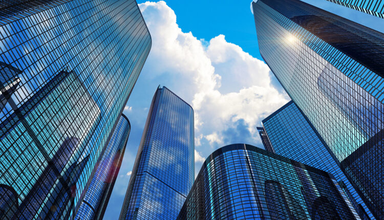 Modern business buildings