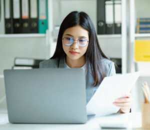 woman using laptop